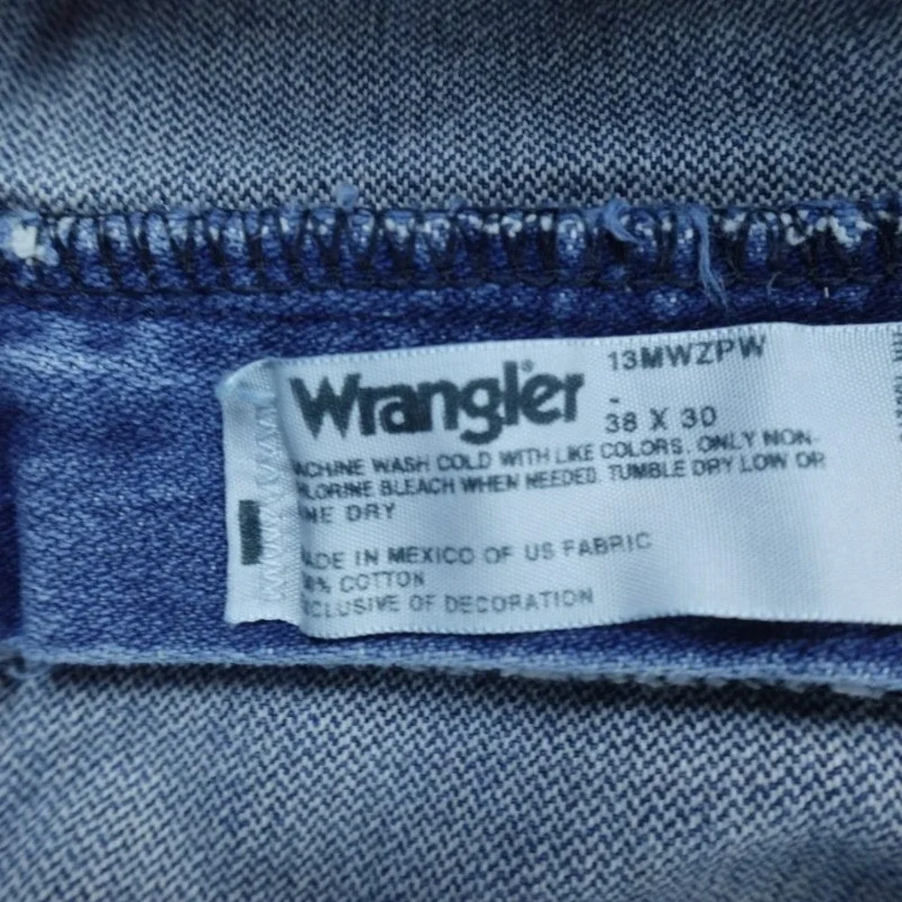 VTG Wrangler Jeans Mens 38X30 Dark Blue Denim 13MWZ Cowboy Cut Rodeo Western 90s